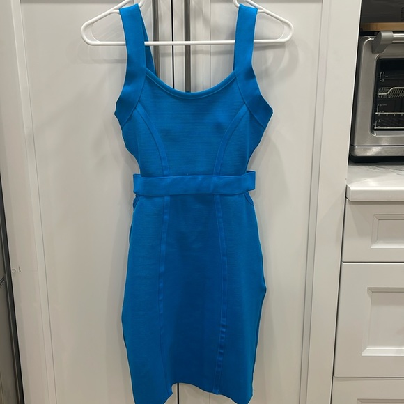 Blue bandage dress with a fun cut-out back! - Picture 2 of 5